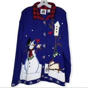 Vintage Storybook‎ Knits Christmas Snowman Cardigan Sweater